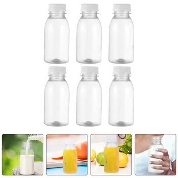 6 бр. бутилка за мляко, преносими бутилки за сок, пластмасова бутилка за мляко, капак за вода за многократна употреба капачки за еднократна употреба празна вода
