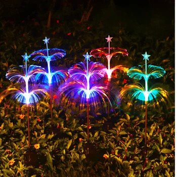 6 бр. Коледни външни слънчева светлина с пейзажа интериор, водоустойчива цветна оптична лампа във формата на медузи, вградени в земята, градински лампи