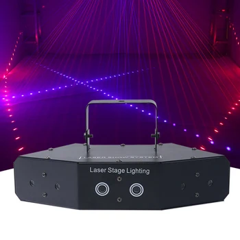 6 лещи, сканиращ с лампа DMX RGB пълноцветен лазерен лампа, проектор за домашно парти, DJ, KTV, нощен клуб, отлични реакции, сценично осветление