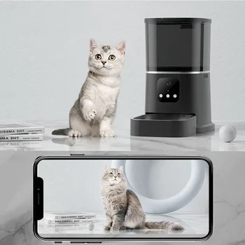 6-литров камера, таймер за подаване, интелигентна автоматична ясла за кучета и котки, WiFi, интелигентна опаковка суха храна, купа с диктофон