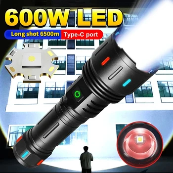 600 W супер мощен фенер Акумулаторна лампа XHP360 Высокомощный led фенерче с флуоресценцией, тактически фенер за къмпинг