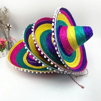 652F Бамбук тъкане мексиканска шапка сомбреро, прическа е унисекс, подпори за сценичната фотография, шапка