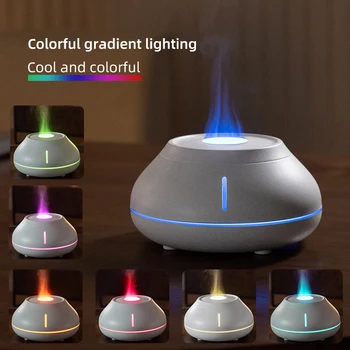 7 Цвята Вулканичен Пламък Овлажнител На Въздуха Ароматерапевтични Дифузор Ултразвукова Нощна Лампа Дистанционно Управление Ароматни Решетки На Етерични Масла