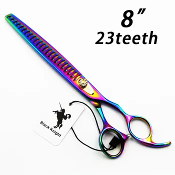 8-инчов ножица за подстригване на коса, 23 зъба, професионални фризьорски ножици за филировки, многоцветни ножици за грижа за домашни кучета