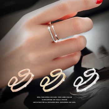 925 стерлинги сребърен лък Циркон открити пръстени за жени, мода за предотвратяване на алергични sterling-silver-бижута