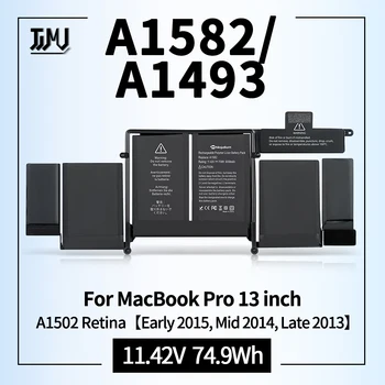A1582 A1502 Взаимозаменяеми батерия A1493 за MacBook Pro 13 Инча Retina Началото на 2015 Средата на 2014 Края на 2013 ME864 ME865 11,42 В 74,9 Wh