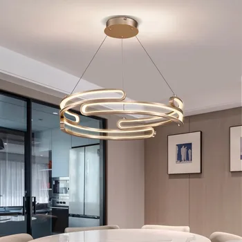 AiPaiTe Луксозен led окачен лампа, модерна дневна, трапезария, спалня, полилей с регулируема яркост в 1 кръг/2 кръг