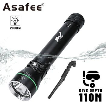 Asafee S4 110M подводен фенер за гмуркане P50 LED 2000LM SOS водоустойчив фенер Натиснете ключа Подводна лампа за проучване на открито