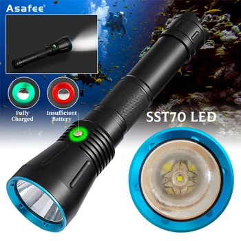 Asafee SST70 лампа от мъниста, фенерче за гмуркане 3600LM с дисплей мощност, професионален водоустойчив фенер за гмуркане за почивка