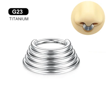 ASTM F136 Титановое 5-Слойное пръстен на носа С Шарнирной Преграда, Обръч, Сегментная Спирала, Пръстен с Датом, Профилни, Мивка, Бижута За Пиърсинг на Тялото