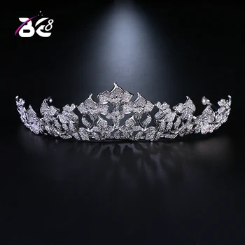 Be 8 2018 Нови модни луксозни диадеми и корона за принцеси CZ, сватба сватбени аксесоари за коса за младоженци H087