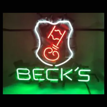 BECK'S Beer Red Key Неонова реклама, Ръчно изработени От Естествена Стъклена Тръба Клубен Бар KTV Store Вечерни Стенен Декор Рекламен Дисплей Лампа 14 