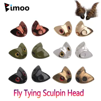 Bimoo 20PCS Скульптурная Главата За Връзване на Мухи 3D Рибешки Очи Бързо Потъва Рибено Череп Статуи Каска Материали За Връзване на Мухи Примамки За Риболов на Пъстърва