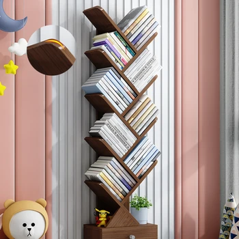 Bookshelf подови домакински минималистичная студентски малка лавица за книги Икономична лавица за книги с картинки, компактен лавица за книги във формата на дърво