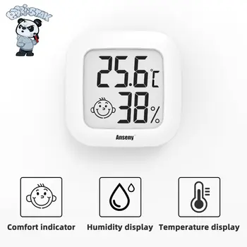 BORISTAK Smiley Мини-Humidor за Пури, Електронен Термометър-Влагомер Мини LCD Цифров Измерител на Температурата И Влажността на Термограф