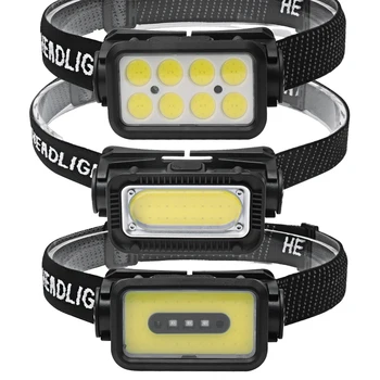 BORUiT COB led налобный лампа със сензор с висока мощност, фаровете Type-C, акумулаторна батерия налобный фенер, водоустойчив фенер за къмпинг, риболов, туризъм