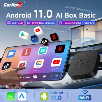 Carlinkit Android 11 Tv Box Ai Box Базова Безжична система Android Auto Wireless CarPlay Smart Box Вграден Youtube Netfilx Play Store