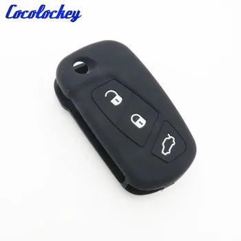 Cocolockey 3 бутона Силиконов Калъф За ключове на Автомобила Ключодържател Калъф Подходящ за Ford 3 бутона Flip-Сгъваем Дистанционно на Ключа Защитно Яке Кола-Стайлинг