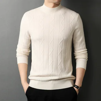 crochet пуловери мъжки половината turtlenecks пуловер с дълъг ръкав на мъжка риза в райе модни долна риза zde2949