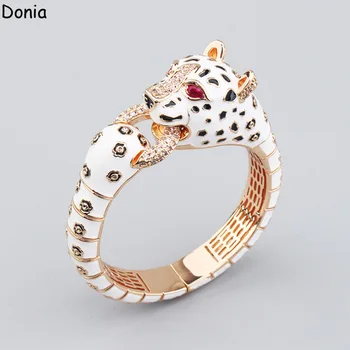 Donia бижута Европейската и американската мода леопардовый микронабор от титанов стомана, луксозна гривна с животни от цирконий
