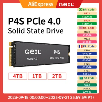 GeIL P4S M2 SSD 512 gb 1 Т вътрешен твърд диск M. 2 NVME PCIe Gen 4,0X4 2280 за лаптоп, настолен КОМПЮТЪР PS5