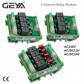 GEYA 4-канален модул за постоянен ток 24 В 12 реле междинно мощност Превключвател за управление на 220 230 В 5 vdc