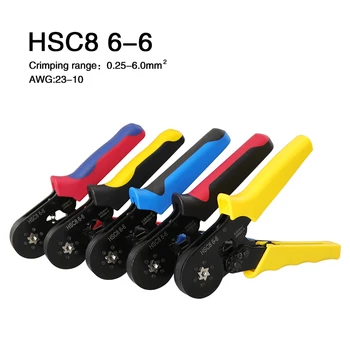 HSC8 6-6 Шестоъгълник Обжимные Клещи самостоятелно коригиращ Инструмент За кримпване на Тръбни Клемм 0,25-6 mm 23-10AWG Обжимные Клещи Висока Точност 10SA