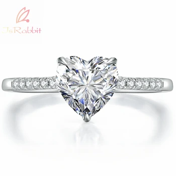 IsRabbit 18-Каратный златно сърце 8 мм, създадени коктейл пръстен със сапфир и диаманти, за жени, подарък от 925 сребро, Луксозни бижута