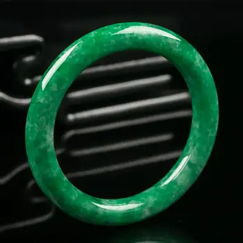 Jadeite Кръгла пръчка нефритови гривни Суха Цин Железен дракон напълно зелен Стара яма Модерен подарък за Изискани бижута Гривни Аксесоари