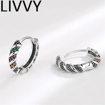 LIVVY, нов стил, цветни геометрични обеци-халки за жени, модерен ретро цвят сребро, бижута за бала в чест на рождения ден, подаръци