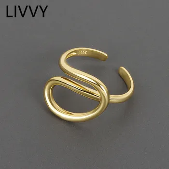 LIVVY Сребрист цвят, прости грешните кухи геометрични вити пръстени за ликвидация, дамски Нова мода, уникален дизайн, регулируема бижута