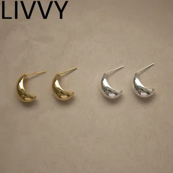 LIVVY Творчески обеци-карамфил под формата на капки вода, женски нови сребърни модни прости геометрични орнаменти ръчно изработени, подарък за рожден ден