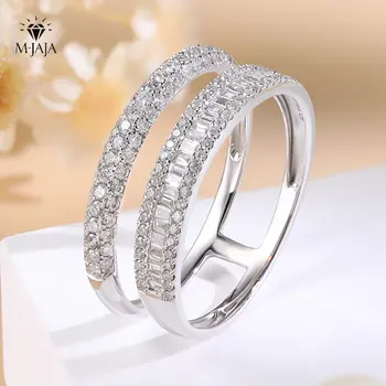 M-JAJA 100% Пръстен с истински диамантен пръстен F Цвят VSI Яснота Луксозен Дизайн От Бяло Злато 18 Карата AU750 Франзела Годежни Пръстени са Изящни Бижута