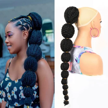 Marley Drawstring Bubble Афро къдрава опашка, дълга женска коса за удължаване, естествен синтетични перука, външен опашката за жени