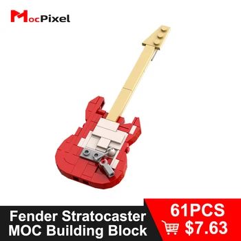 MOCPIXEL Fender Stratocaster MOC градивни елементи за Сглобяване на тухли детски играчки-пъзели за момче Детски подарък фен на музиката Украса