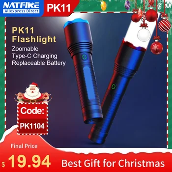 NATFIRE PK11 Мащабируем Фенерче с USB Зареждане с 5 Режима Водоустойчив Мощен Led Фенерче 21700 18650 Батерия Кемпинговая Лампа