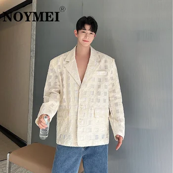 NOYMEI Мъжки пролетно-летен костюм Дизайн палто корейски стил Текстура свободен силует Лен памук Слънцезащитен крем 2023 мъжки блейзър WA1194