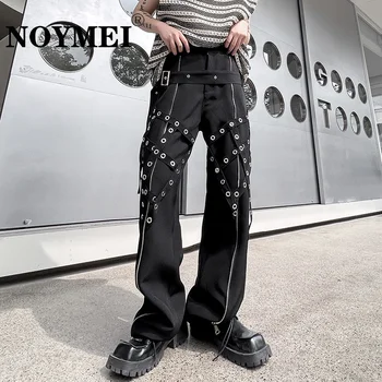 NOYMEI, пролетно новост, мъжки директни ежедневни широки панталони в корейски стил, черни универсални свободни панталони WA1269
