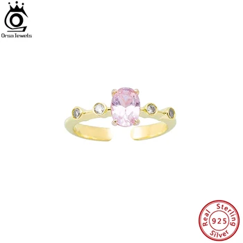 ORSA JEWELS Регулируеми открити пръстени от сребро 925 проба с овална огранкой за жени, пръстени с кубическим цирконием, сватбени декорации за годеж EQR54