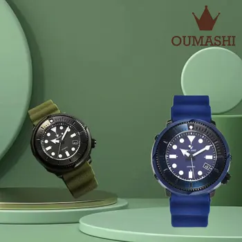 OUMASHI Мъжки часовник от серията GS за бизнес, почивка, спорт, водоустойчиви часовници е от неръждаема стомана NH35, сапфирово-зелено сияние, нощно сияние