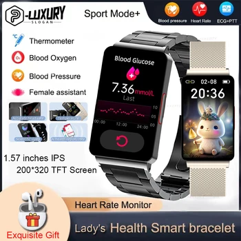 P-LUXURY 2023, нови мъжки умен часовник, за да наблюдава нивата на кръвната захар, кръвното налягане, температура, умни часовници, глюкометр