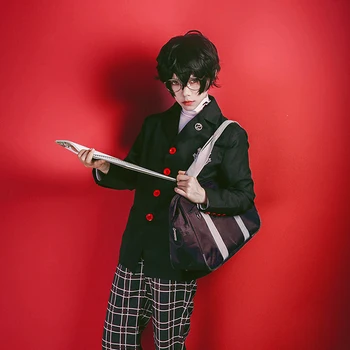 Persona 5 Cosplay Костюм Акира Курусу/Рен Амамия Аниме Cosplay Училищни униформи за Унисекс Палто + Риза + Панталон