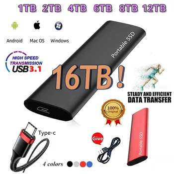 Portable 1 TB SSD 128 TB Външен Твърд Диск Type-C USB 3.1 Високоскоростен 500 GB Външен Диск Твърди Дискове За Преносими компютри /Windows / mac