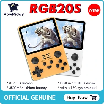 POWKIDDY Новата Портативна Игрова конзола RGB20S с две карти, Ретро Система с отворен код RK3326 3,5-Инчов IPS екран с 4:3, Вградени 20000 игри