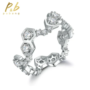 PuBang Изящни Бижута от чисто сребро 925 проба, създаден пръстен с муассанитовым диамантен пръстен с неправилна форма за жени, подаръци за годишнина, директна доставка