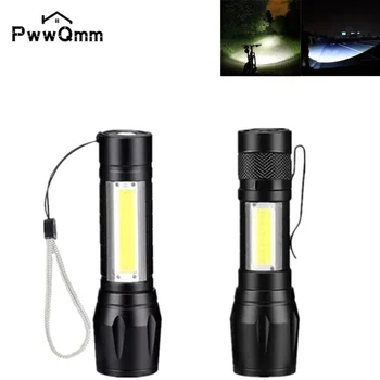 PwwQmm Преносим USB led фенерче XPE COB фенерче с 3 режима Акумулаторна фенерче с увеличение Водоустойчива лампа за къмпинг