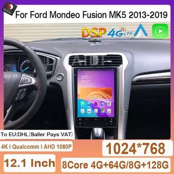 Qualcomm Android11 За Ford Mondeo Fusion MK5 2013-2019 8+ 128 ГРАМА Екран Tesla Автомобилен Мултимедиен Плейър GPS Навигация Стерео Радио
