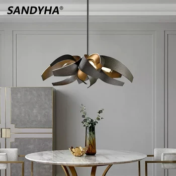 SANDYHA Модерен лампа Луксозна желязна художествена полилей блясък salon design luxe colgantes para techo окачен лампа за хранене, хол, кабинет