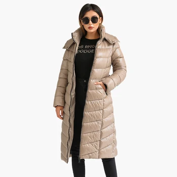 SANTELON/ зимни ветроупорен водоустойчив дълги паркове, дебели топли якета-якета за жени, ежедневни палто с колан, горна дреха с качулка