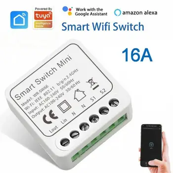 Sasha Wifi Smart Switch Mini16A Двустранно Управление на Умен Дом Функцията за Синхронизиране на Smart Life Дистанционно Управление на Работата с Алекса Google Home